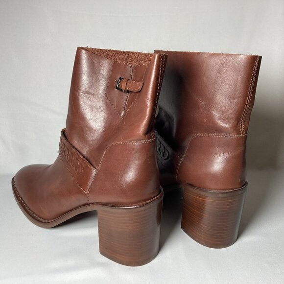 Aquatalia Evette Brown Leather Mid-Calf Boots - Picture 6 of 8
